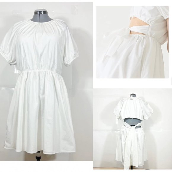 J.Crew Dresses & Skirts - J.Crew NWT Sz 18 White Cut Out and Tie Back Cotton Poplin Mini Dress Lined